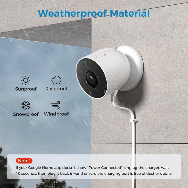 Itramax Power Cable for Google Nest Cam Outdoor or Indoor,Batte/ry,33FT/10M Extra Long Weatherproof Google Camera Charging Cable with Charger 5V2A,Continuous Charger,Outdoor Indoor Cord - Image 5